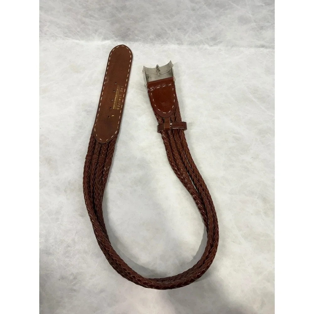 The‎ Limited Vintage Brown Braided Leather Belt Silver Western Buckle Large